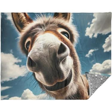 Imagem de TSENQUE Cobertor fofo com estampa de burro personalizado verde lavável presentes de viagem mulheres adultos 177,8 cm x 139,7 cm cobertores fofos boho