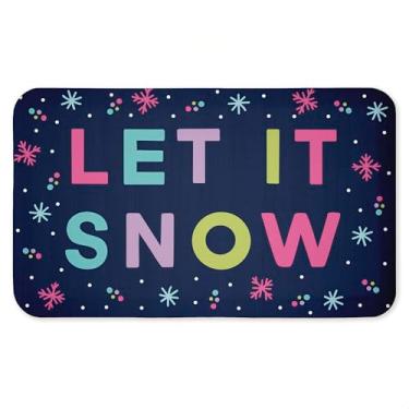 Imagem de Tapete antifadiga Let It Snow em tom roxo, tapete ergonômico acolchoado para cozinha e pé com suporte antiderrapante, tapete confortável ecológico, design de Emily Cromwell, 76 cm x 45 cm