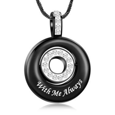 Imagem de Yinplsmemory Colar feminino de cremação, círculo da vida, urna, cinzas, pingente de medalhão de aço inoxidável, joia de cinzas, Aço inoxidável, Sem Pedra Preciosa