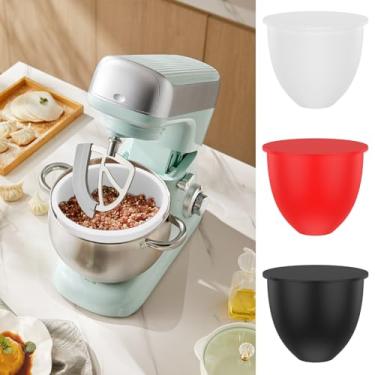 Imagem de Mimoyalaso 3 peças de forros de tigela de silicone - forro de tigela misturador de 5 litros, forro de tigela de silicone reutilizável com boca de derramamento e tampa de segurança para cozinha assar