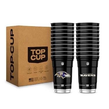 Imagem de Top Cup NFL Baltimore Ravens 590 ml Copos de alumínio reutilizáveis 20 unidades | Oficialmente licenciado, durável, reutilizável e reciclável, feito nos EUA