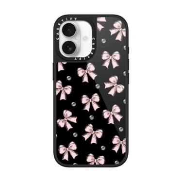 Imagem de CASETiFY Capa Glaze para iPhone 17 [acabamento brilhante/compatível com Magsafe/1,5 m. 1X proteção contra quedas de grau militar] - fita rosa metálica - preta