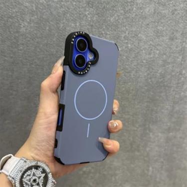 Imagem de Capa de couro PU da moda para iPhone 15 16 Plus 14 13 12 Pro Max 11 com alça de pulso e cordão magnético macio à prova de choque, azul B, para iPhone 14 Pro