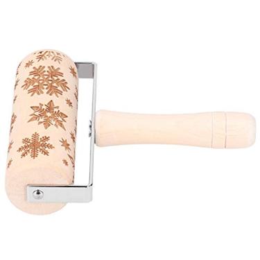 Imagem de GLOGLOW Rolo de Massa de Natal, Rolo de Massa Gravado Em Madeira, 15x18cm, para Biscoitos, Doces, Pizza, Produtos de Cozimento de Férias (grande floco de neve)