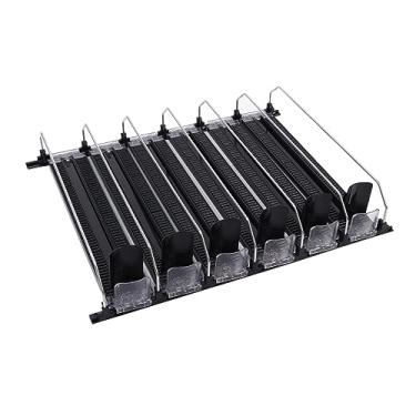 Imagem de GLOGLOW Porta-copos Porta-bebidas Auto-empurrante, Organizador Com Mola de Largura Ajustável, Material ABS, 15 X 15 Polegadas, Comporta 35 Latas, para Armazenamento de Cozinha Em Geladeira (Preto)