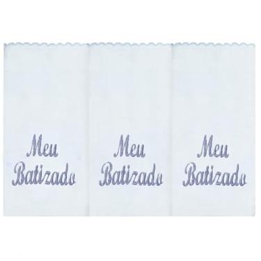 Imagem de Jogo Fralda de Ombro Borbada 100% Alg 03 Peças - Meu Batizado Azul