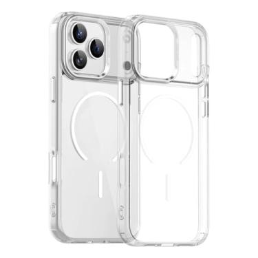Imagem de SFDSUH Capa de luxo transparente com carregamento sem fio magnético para iPhone 16 Plus (Para iPhone 16 Plus/BRANCA)