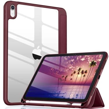 Imagem de Wenlaty Compatível com iPad (A16) 11ª geração, capa de 11 polegadas 2025, para iPad 10ª geração, capa de 10,9 polegadas 2022 com suporte para lápis, suporte de três dobras, parte traseira transparente