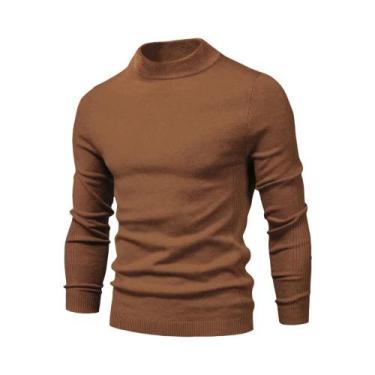 Imagem de Suéter Masculino De Inverno Grosso E Quente Com Gola Alta Casual Em Co