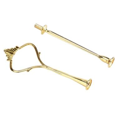 Imagem de GLOGLOW Alça de Suporte para Bolo de Várias Camadas, Liga de Zinco, Encaixe de Coroa de Ouro e Prata, para Produtos de Panificação para Festas de Aniversário e Aniversários (Ouro de coroa pequena de duas camadas)