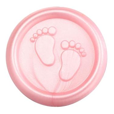 Imagem de Yoption Adesivos de lacre de cera para pegadas de bebê, pacote com 50 adesivos de selo envelope rosa pérola autoadesivos para convites de festa de chá de bebê