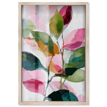 Imagem de Artistic Arbor II Shadowbox Print Pink Palm Wall Art por Art Remedy, moldura loira, 28 x 40 cm
