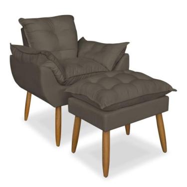 Imagem de Kit Poltrona Amamentação com Puff Opalat Pés Palito - Trida Móveis, Ca