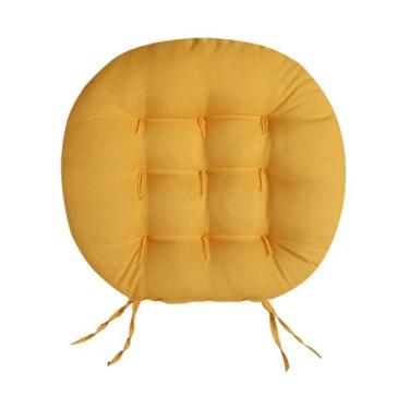 Imagem de Almofada Futon Redonda para Assento de Cadeira 40x40 cm com 9 Furos – Almofada Decorativa Espessa para Sala Quarto e Escritório (Mostarda)