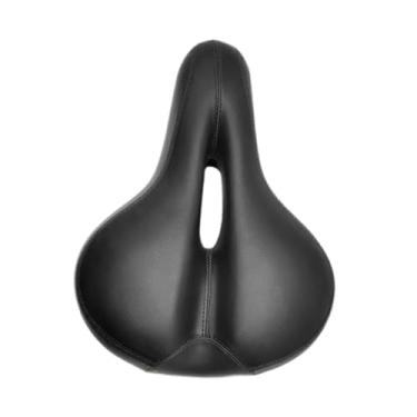 Imagem de KiBcsLic Selim de bicicleta de montanha, assento de ciclismo de espuma macia de substituição, assento de bicicleta em couro PU para acessórios de exercício, Preto