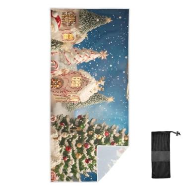 Imagem de Joitme Toalha infantil vermelha Candy Cane Village, tamanho M, toalhas de areia, toalhas de areia para praia à prova de areia