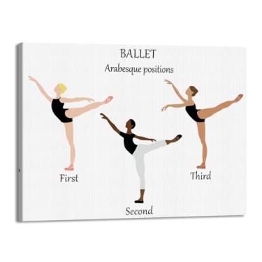 Imagem de Ballet Positions Dance Poster Ballerina Education Wall Art Prints Canvas Painting Pictures Ballet Studio Dance Room Home Decor (SKU5,12 x 45,7 cm = (30 x 45 cm), Emoldurado (tela embalada))
