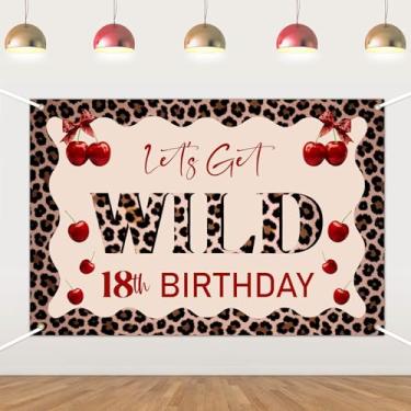 Imagem de Estampa de leopardo Let's Get Wild Pano de fundo de aniversário de 18 anos, faixa de tecido de vinil para decoração de festa de aniversário selvagem de 18 anos, fundo de foto de safári na selva de