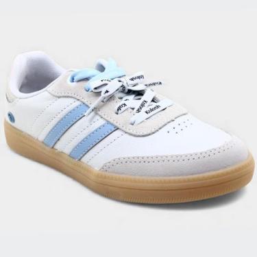 Imagem de Tênis Kolosh Casual Couro Colorido Feminino - Off White e Azul, 36
