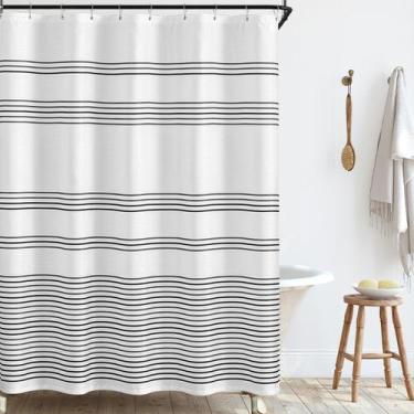 Imagem de Cortina de chuveiro jinchan Melody Black White 152x183cm com ganchos