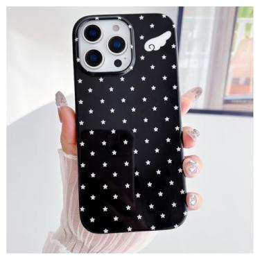 Imagem de Weonmov Capa para iPhone 14 Pro Max, linda estampa de asas de anjo, capa rígida de proteção à prova de choque para mulheres meninas homens 6,7 polegadas - preta