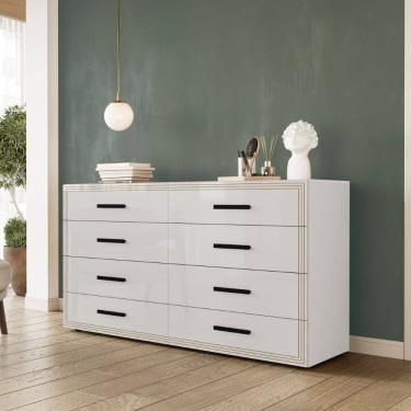 Imagem de Cômoda Valência 8 Gavetas Branco Politorno Móveis