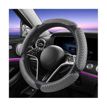 Imagem de Sandfren Capa de volante de carro, protetor de volante de veículo totalmente surround de couro com forro antiderrapante, acessórios de proteção interna automotiva, universal para caminhão SUV RV