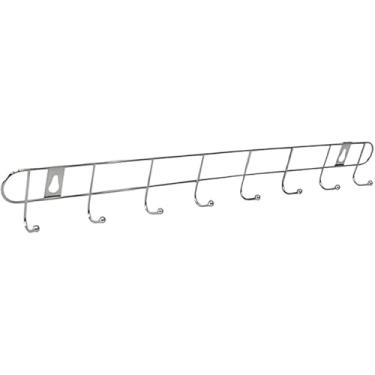 Imagem de Suporte de Parede Cabideiro com 8 Ganchos, Aço Inox, Super Resistente, para Roupas, Toalhas, Chaves, Vassouras e Organização