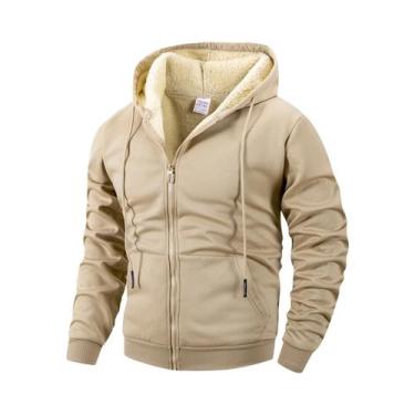 Imagem de Jaqueta De Inverno Masculina Com Zíper Em Fleece, À Prova De Vento, Co
