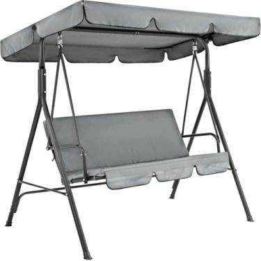Imagem de Capa de substituição impermeável para balanço de jardim de 2/3 lugares com proteção UV, para sombra externa, cinza (190x132x15cm/150x50x10cm)