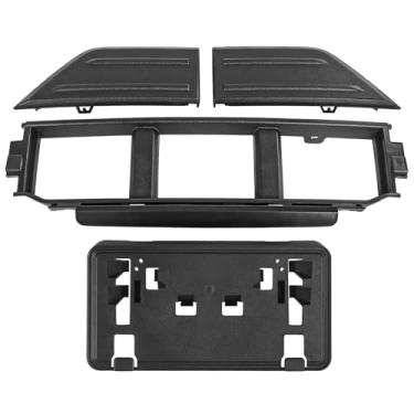 Imagem de RADHLBNIU Grade de para-choque dianteiro com protetores de para-choque dianteiro e kit de suporte de moldura de placa de licença compatível com Ford F-150 2021-2023 Painel espaçador de tampa central
