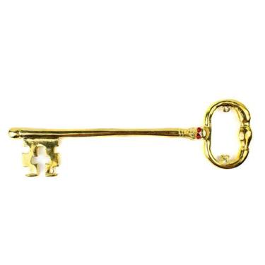 Imagem de Chave Crânio Dourada Strass Skull Key 20 cm Metal Proteção - Lua Místi