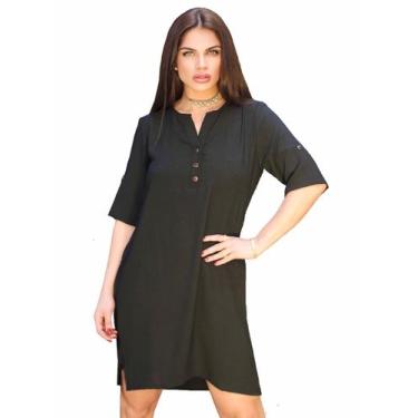 Imagem de Vestido Casual Grande Com Botões Verão Ref.15610 - Docce Mulher, Preto