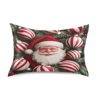 Imagem de Blueangle Linda fronha de cetim de Papai Noel para cabelo e pele, fronha de seda, tamanho Queen (50,8 x 76,2 cm) - Capas de almofada de cetim refrescantes com fecho de envelope (535)