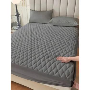 Imagem de Protetor Para Colchão Impermeável Matelado Casal Cinza