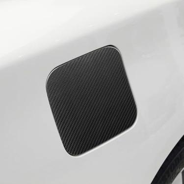 Imagem de FINMOKAL Adesivo de decoração exterior com acabamento de tampa de porta de gás de fibra de carbono real compatível com Infiniti Q50L 2015-2022 (preto)
