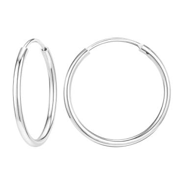 Imagem de KASFREE Brincos grandes de argola de titânio para mulheres, hipoalergênicos, grandes argolas prateadas, Titânio, Sem pedra preciosa