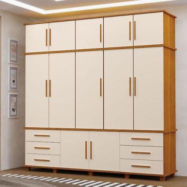 Imagem de Guarda Roupa Casal Londres 5 portas Ambiente Freijó Off White  Luapa M