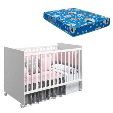 Imagem de Berço Nacional Mel Branco Brilho Com Colchão Ortobom - Reller - RELLER