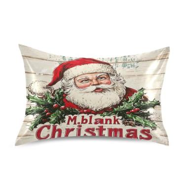 Imagem de Blueangle Linda fronha de cetim de Papai Noel para cabelo e pele, fronha de seda, tamanho Queen (51 x 76 cm) - Capas de almofada de cetim com fecho de envelope (287)
