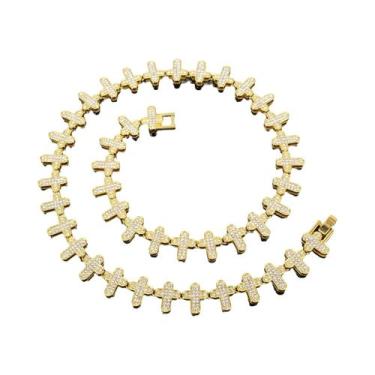 Imagem de Conjunto De Colar E Pulseira De Corrente De Tênis Com Cruz De Strass C