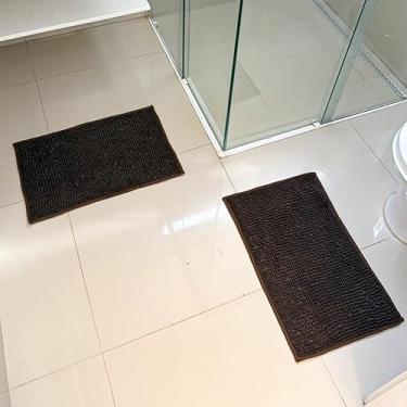 Imagem de Tapete de Banheiro Antiderrapante – Microfibra Macarrão Bolinha, Secagem Rápida e (1 Unidade,Marrom)