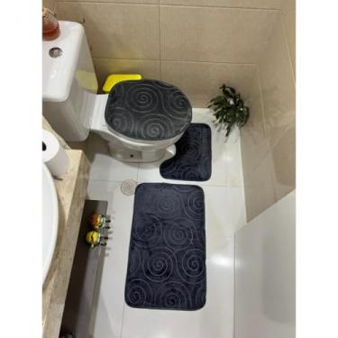 Imagem de Tapete Jogo De Banheiro 3 Pçs Liso (Cinza Esculro)