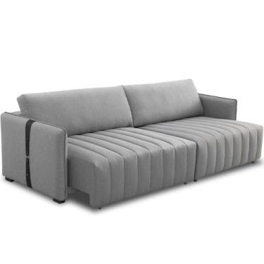 Imagem de Sofá Retrátil Para Sala De Estar 3 Lugares 180cm Ethan T03 Linho Cinza