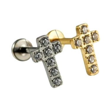 Imagem de Brinco De Titânio Zircon Com Base Plana Para Lóbulo, Helix E Tragus, C