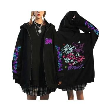 Imagem de Moletom Unissex Oversized Com Estampa De Graffiti Do Jinx Da Arcane, J