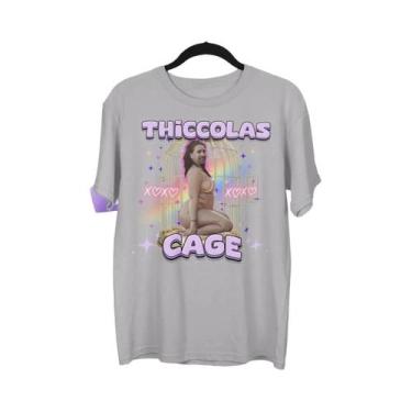 Imagem de Camiseta Engraçada Thiccolas Com Meme, Inapropriada, Cursiva, Com Cele