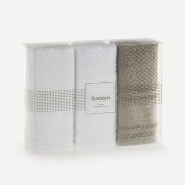 Imagem de Kit 3 Panos de Prato Felpudo 100% Algodão Cuisine Karsten Branco/Lunar