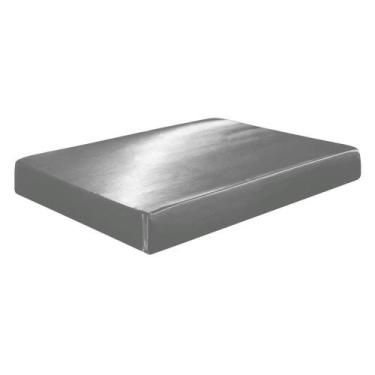 Imagem de Lençol Avulso Com Elástico Casal King Cetim Seda Cinza - Confeccoes El