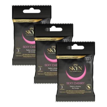 Imagem de Kit 3 Pacotes Preservativo SKYN Sexy Cherry C/ 3 Unidades Cada